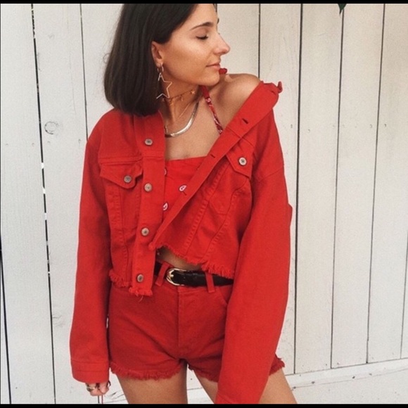 red denim jacket cheap